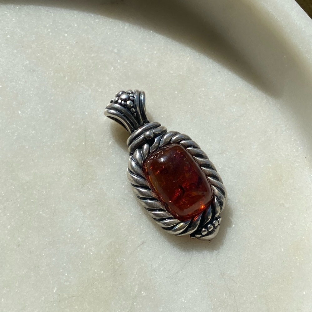925 Sterling Silver Amber pendant - Picture 5 of 6